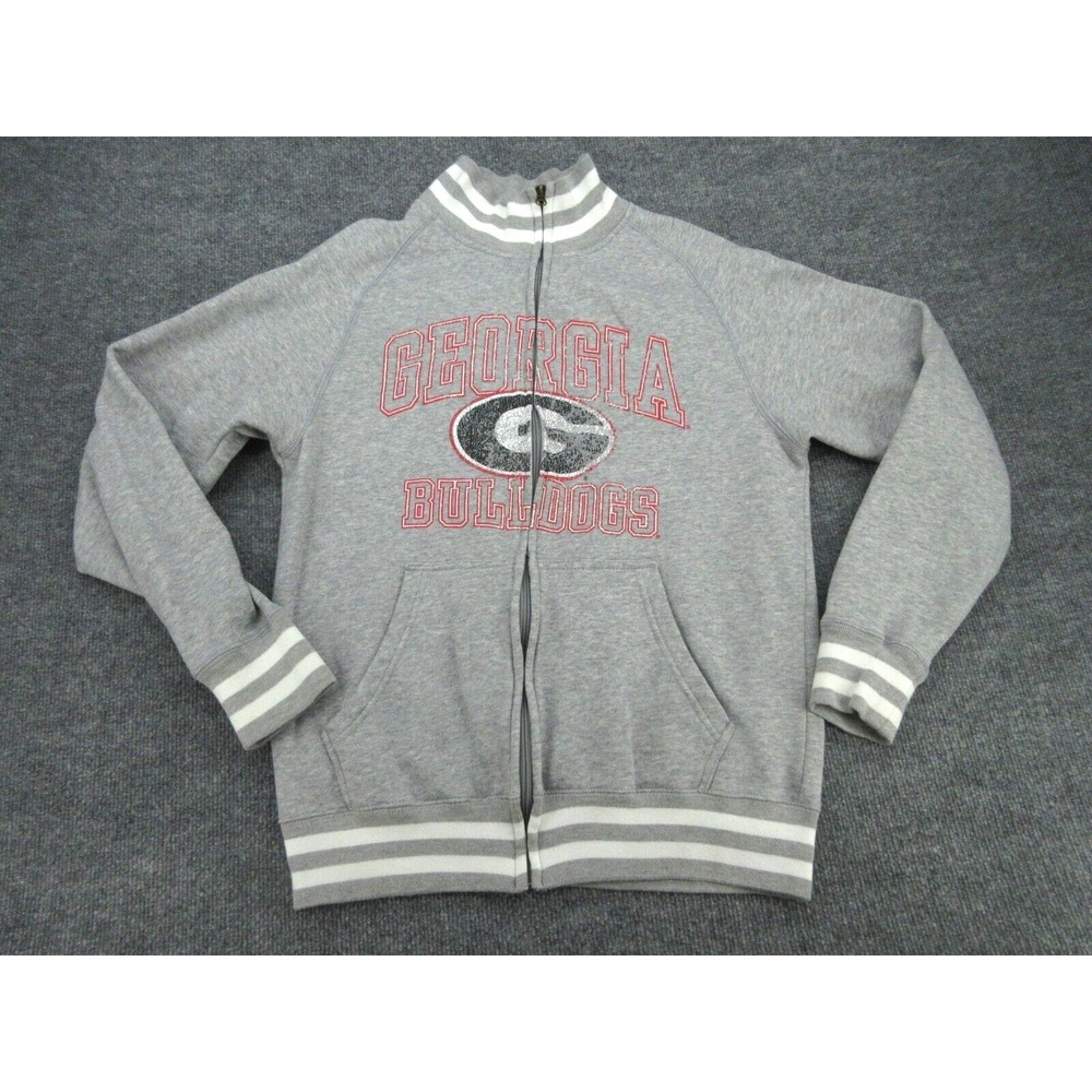 NCAA Mens Georgia Bulldogs Regular Fit Gray Full Zip Varsity Sweatshirt Size M